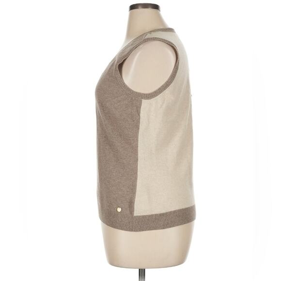 Escada Wool Blend Taupe Cream Sleeveless Sweater Vest XL Designer NWT Neutral - Picture 5 of 16